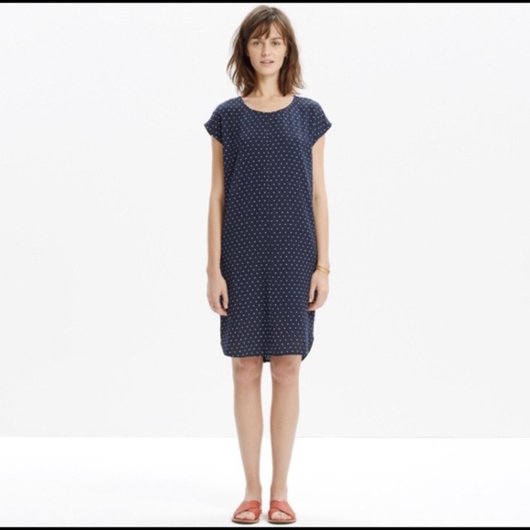 Madewell Layout Navy Polka Dot Tunic Dress - Picture 2 of 10